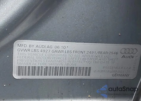 2011 Audi A4 2.0T Premium из США, поврежденный, VIN WAUFFAFL0BN003127